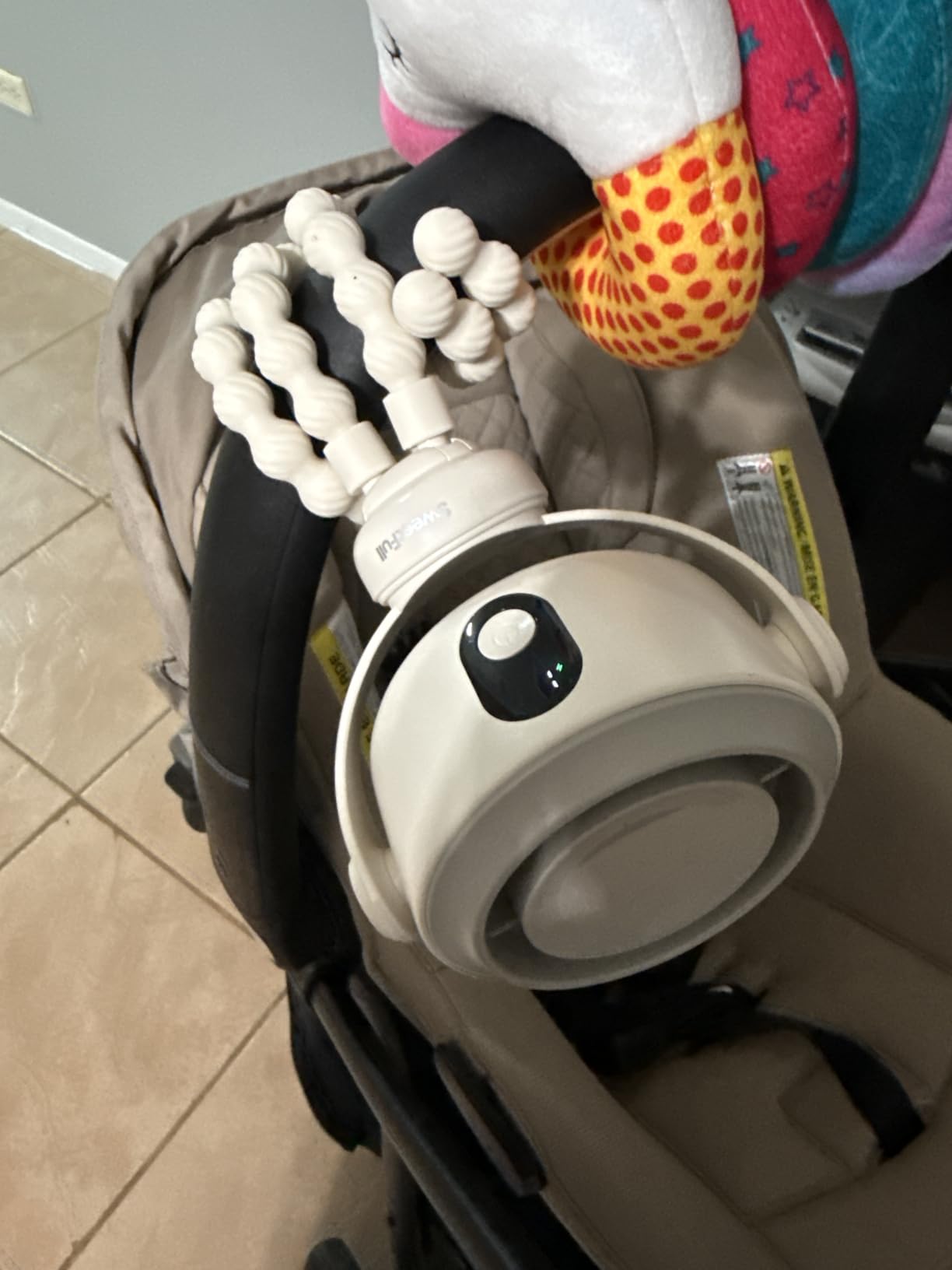 SWEETFULL Portable Stroller Fan, Pinch-Proof Baby Fan - Cream customer photo 2