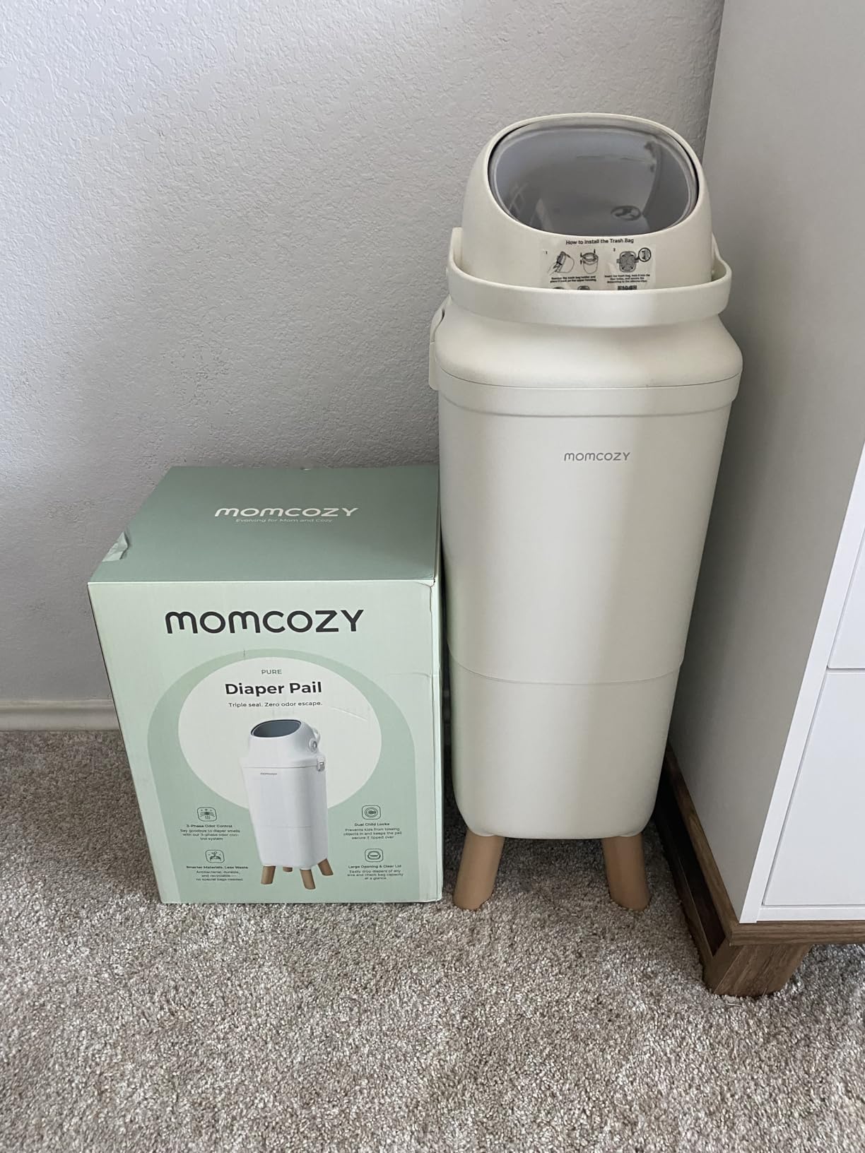 Momcozy Diaper Pail, Triple-Seal Odor Control, Fits Standard Trash Bags customer photo 1