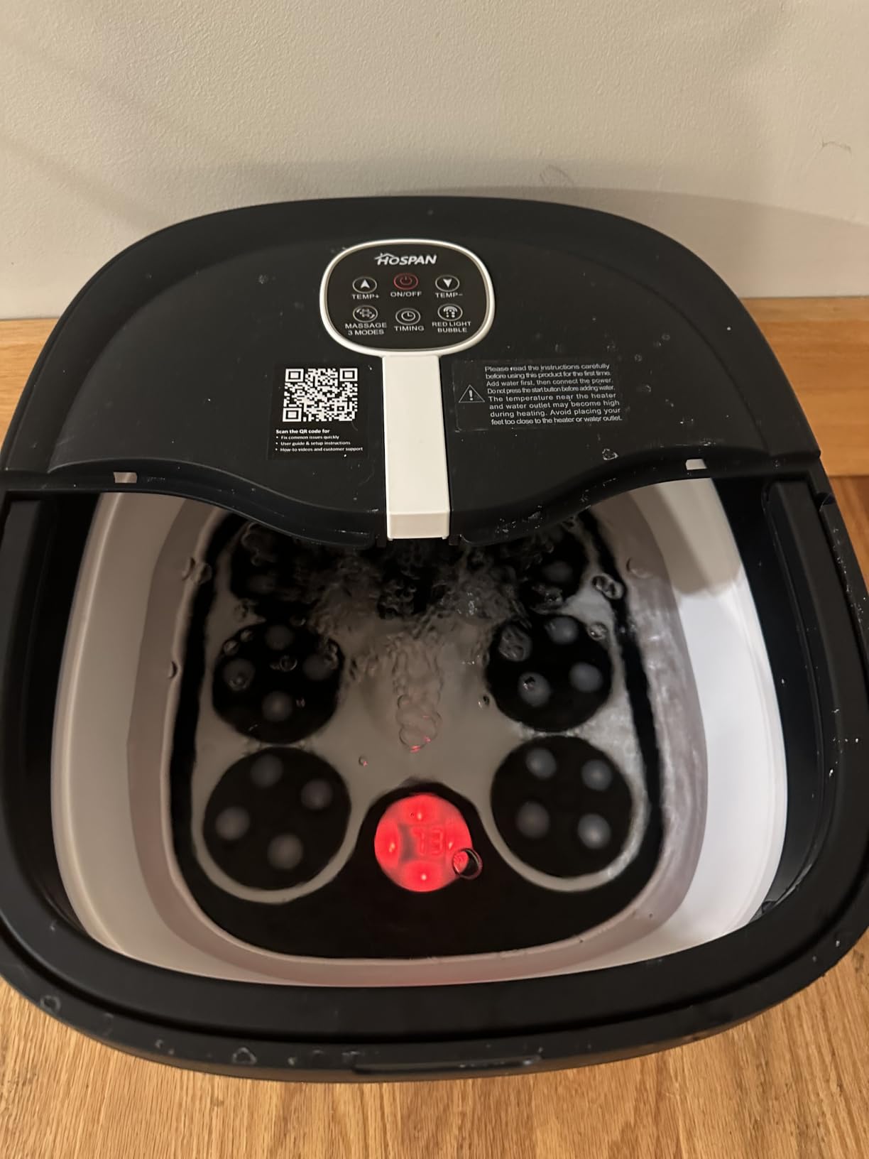Collapsible Foot Spa Electric Rotary Massage with Heat, Bubble, Remote customer photo 2