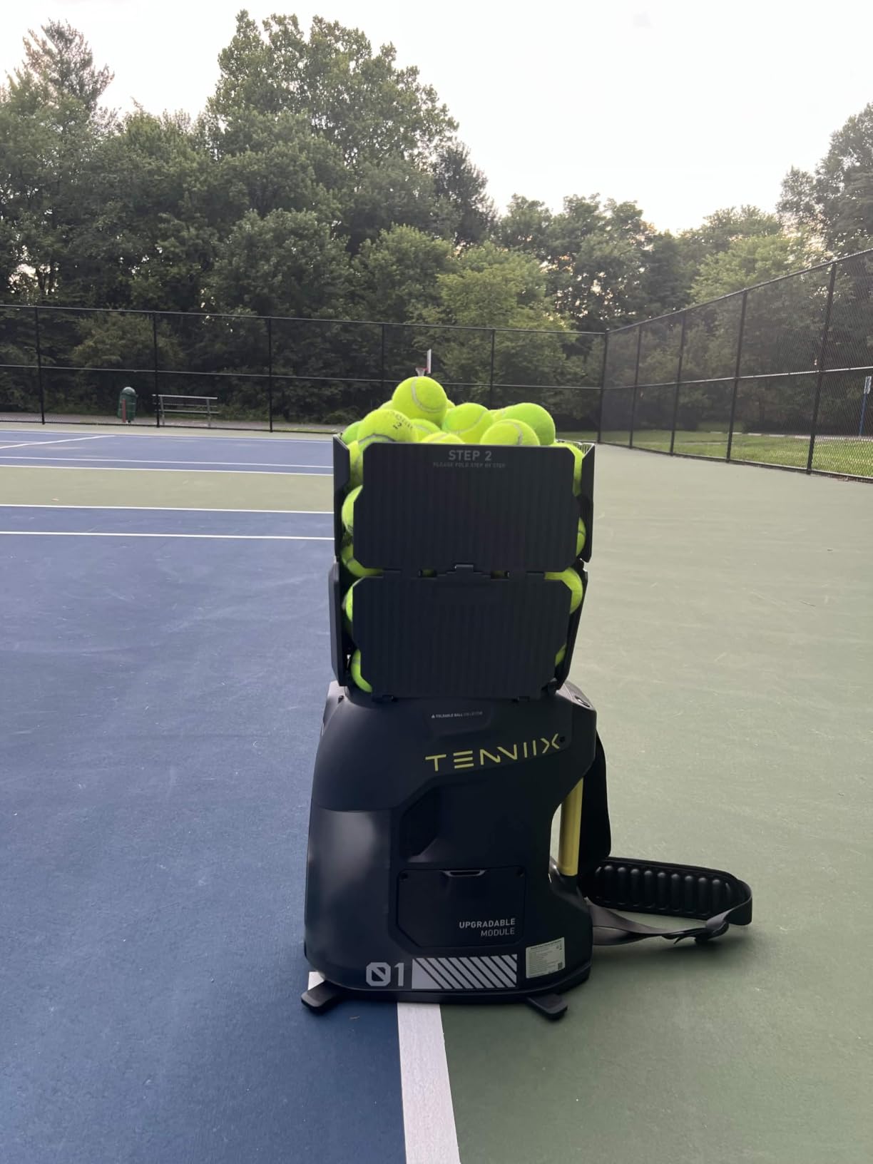 Basic Tennis Ball Machine, 18.7LB Portable Tennis Robot, 4H Runtime & 100+ Ball Capacity, Smart App & Voice Control, Multi-Training Mode, LED Display, 75MPH, Ideal for Beginners & Pro customer photo 1