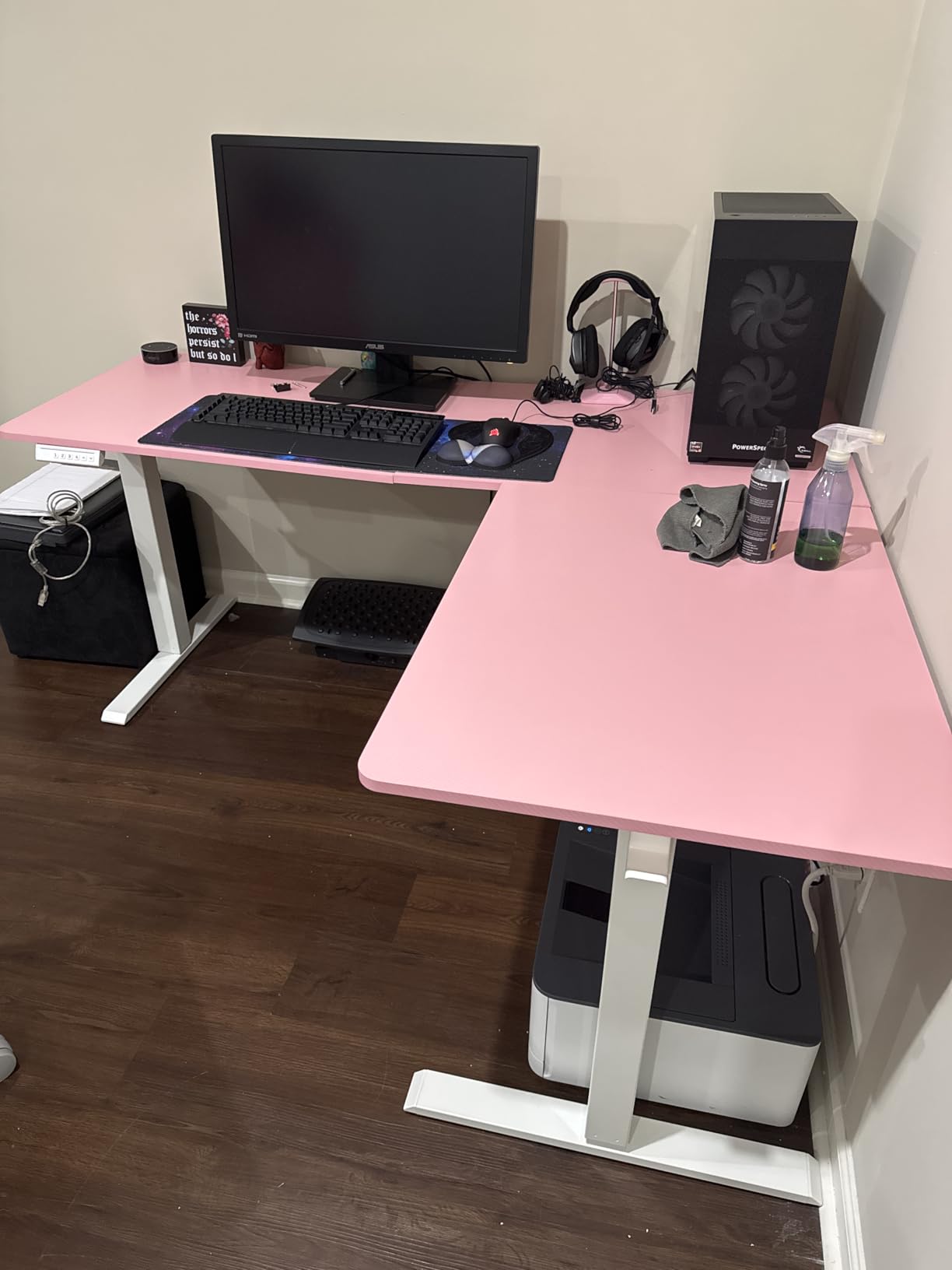 ErGear 63″ L Shaped Standing Desk Electric Adjustable Height, Light Vintage customer photo 2