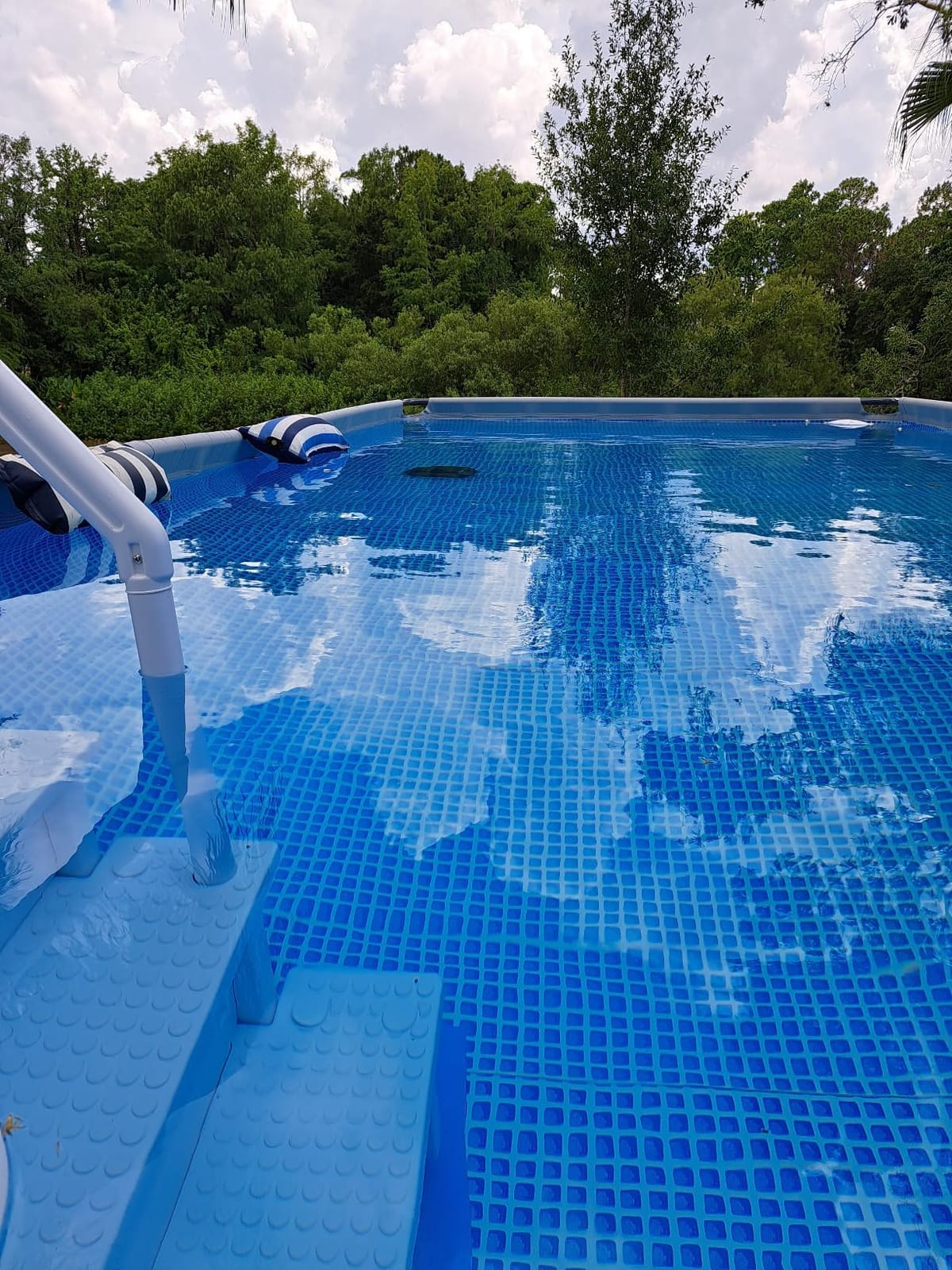 XtremepowerUS Above Ground Swimming Pool Ladder and 4-Step System with Handrails, Heavy-Duty Entry Ladder for Deck to Pool Access, Safety Step Design customer photo 1