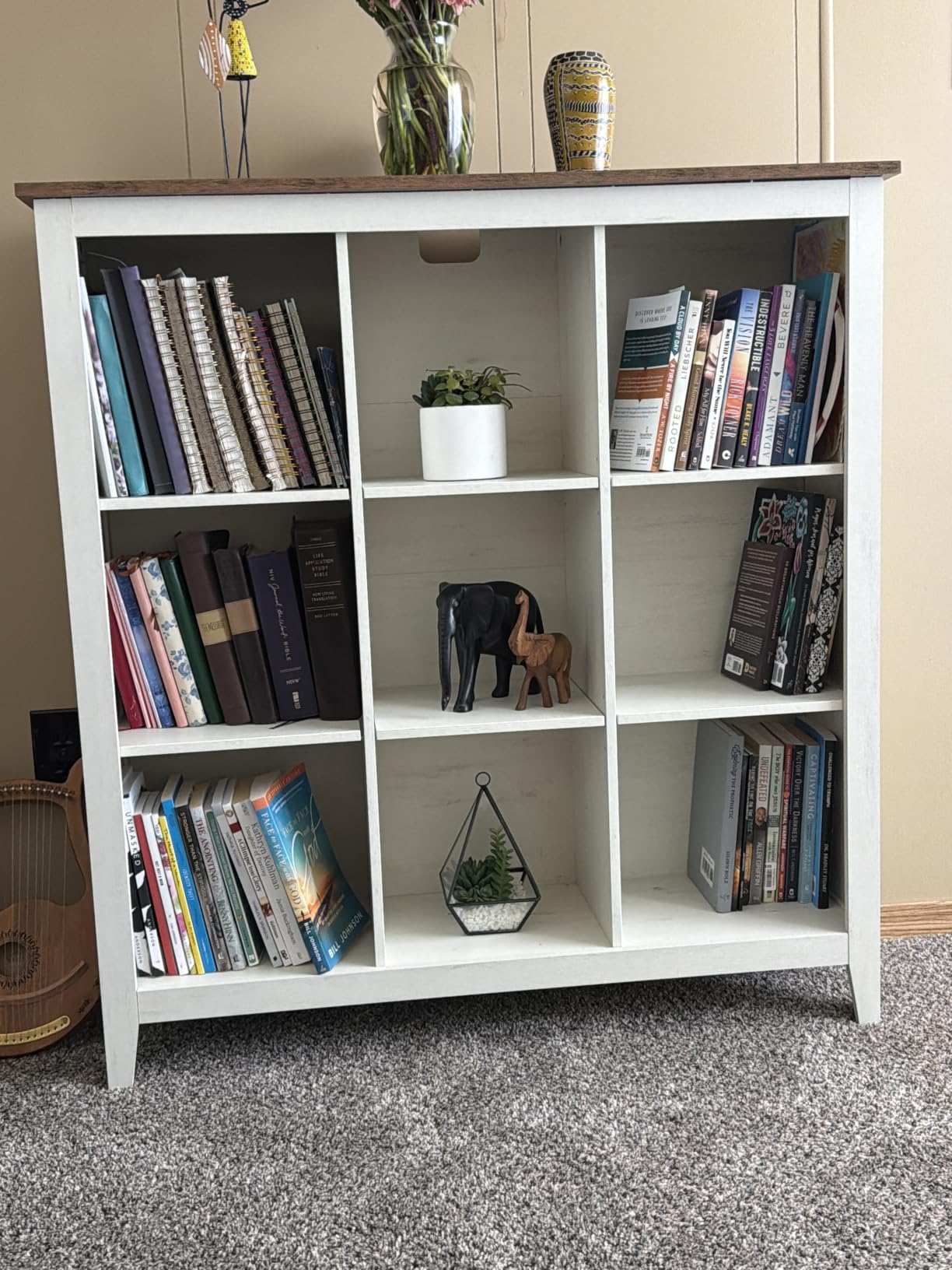 VASAGLE Farmhouse Bookshelf, 6-Tier Bookcase with Doors customer photo 2