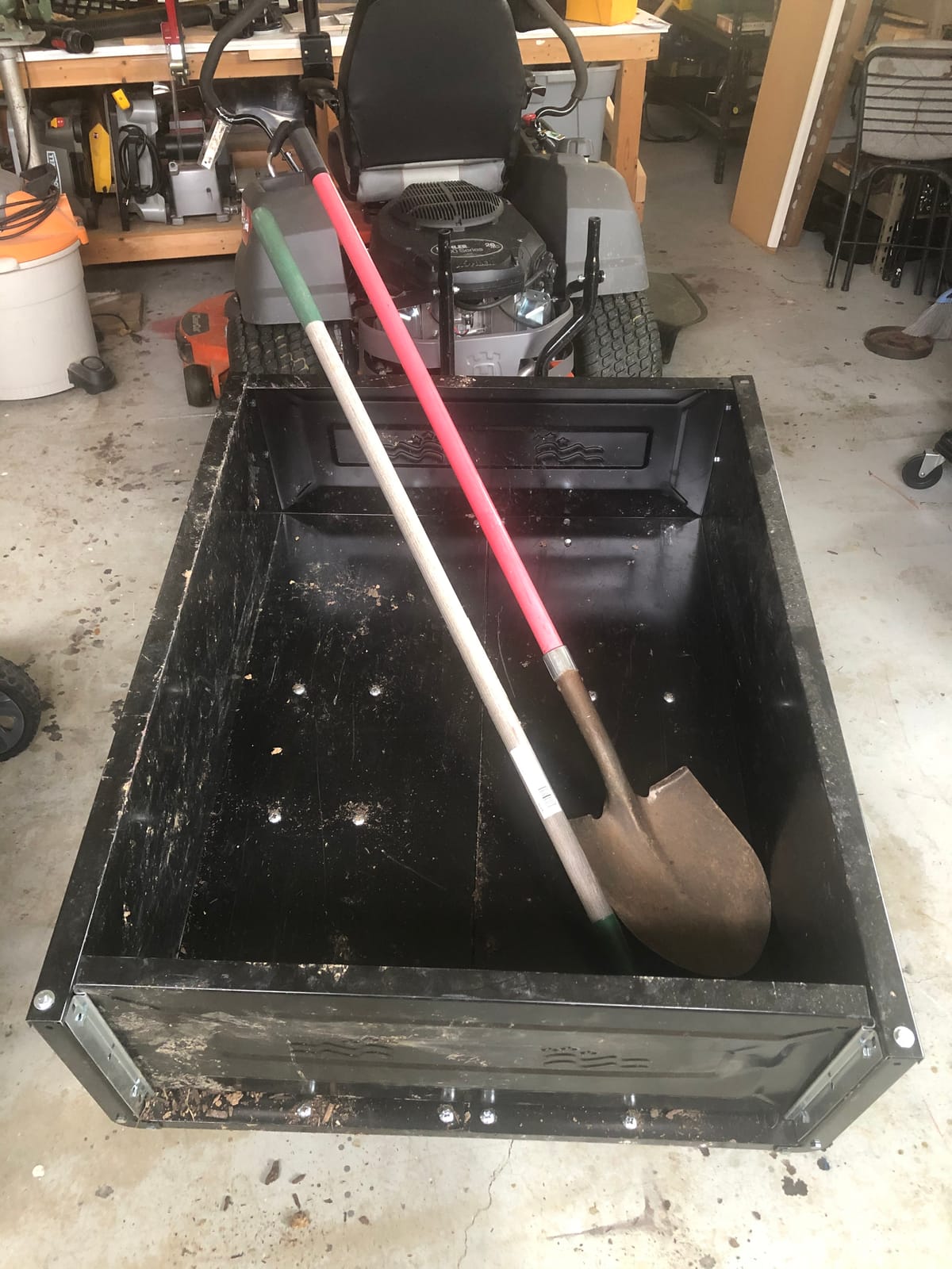Agri-Fab Inc 350-Pound Steel Tow Behind Dump Cart, 10-Cubic Feet Capacity – Removable Tail Gate, Garden Utility Trailer, Black, Made in the USA; Model # 45-0303 customer photo 2