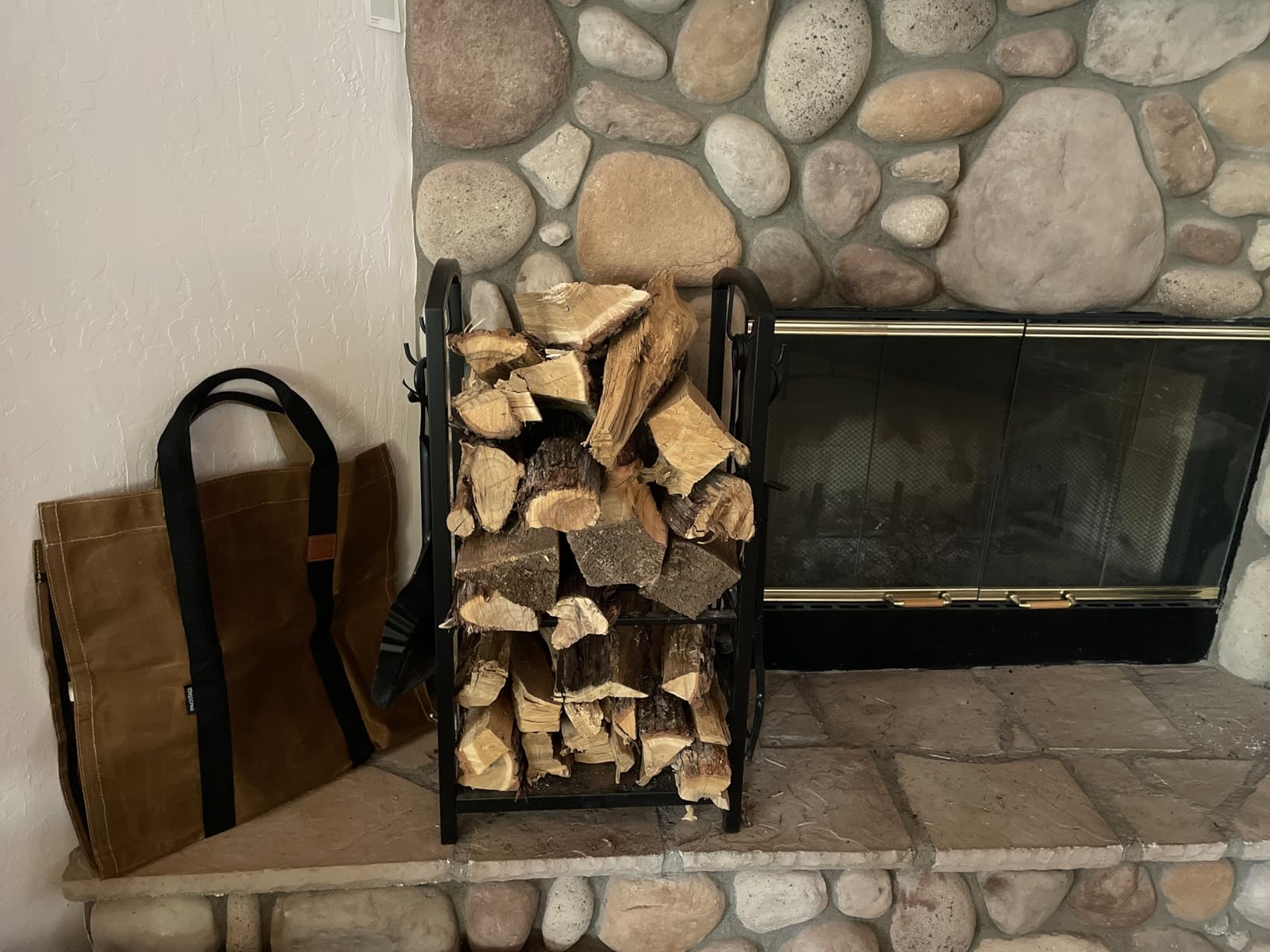 INNO STAGE Waxed Canvas Firewood Carrier Bag, Log Carrier Tote, Green customer photo 1