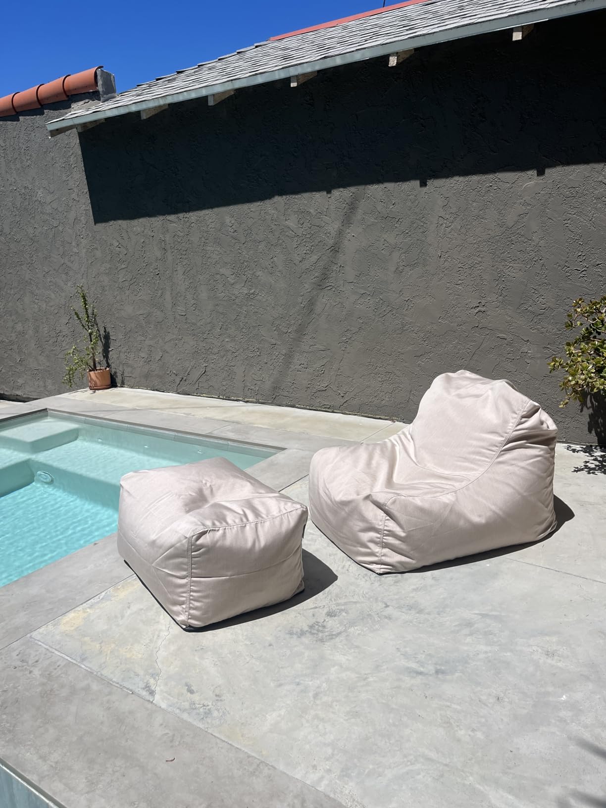 Jaxx Leon Outdoor Bean Bag Ottoman, Flax customer photo 1