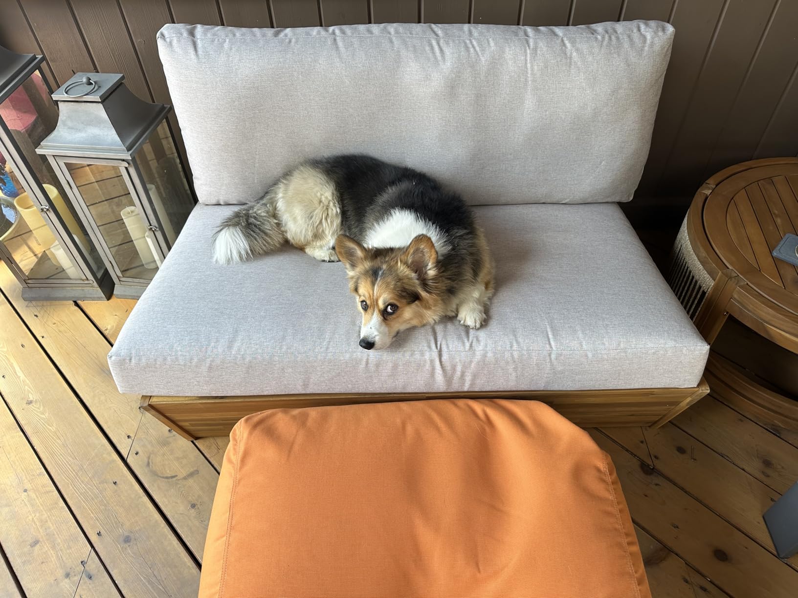 Jaxx Leon Outdoor Bean Bag Ottoman, Flax customer photo 2