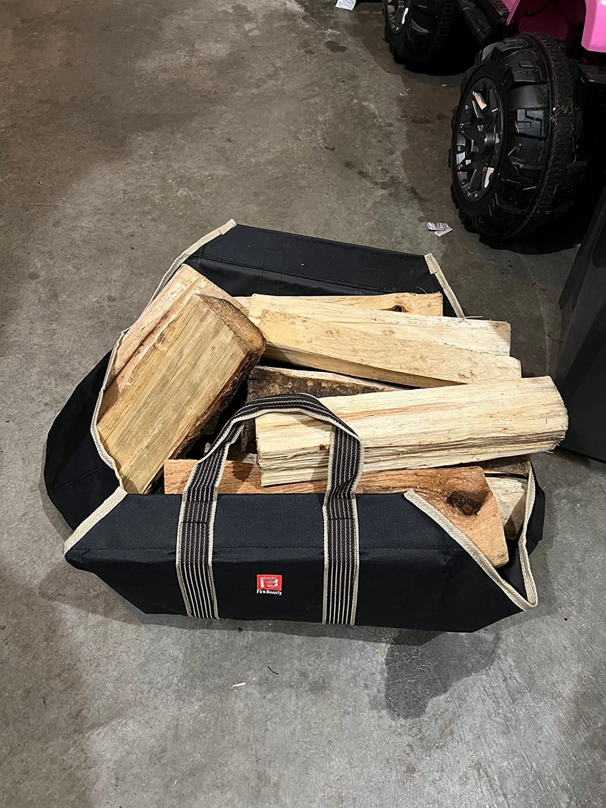 Fire Beauty Canvas Log Tote, Firewood Carrier Wood Tote Bag Log Carrier customer photo 2