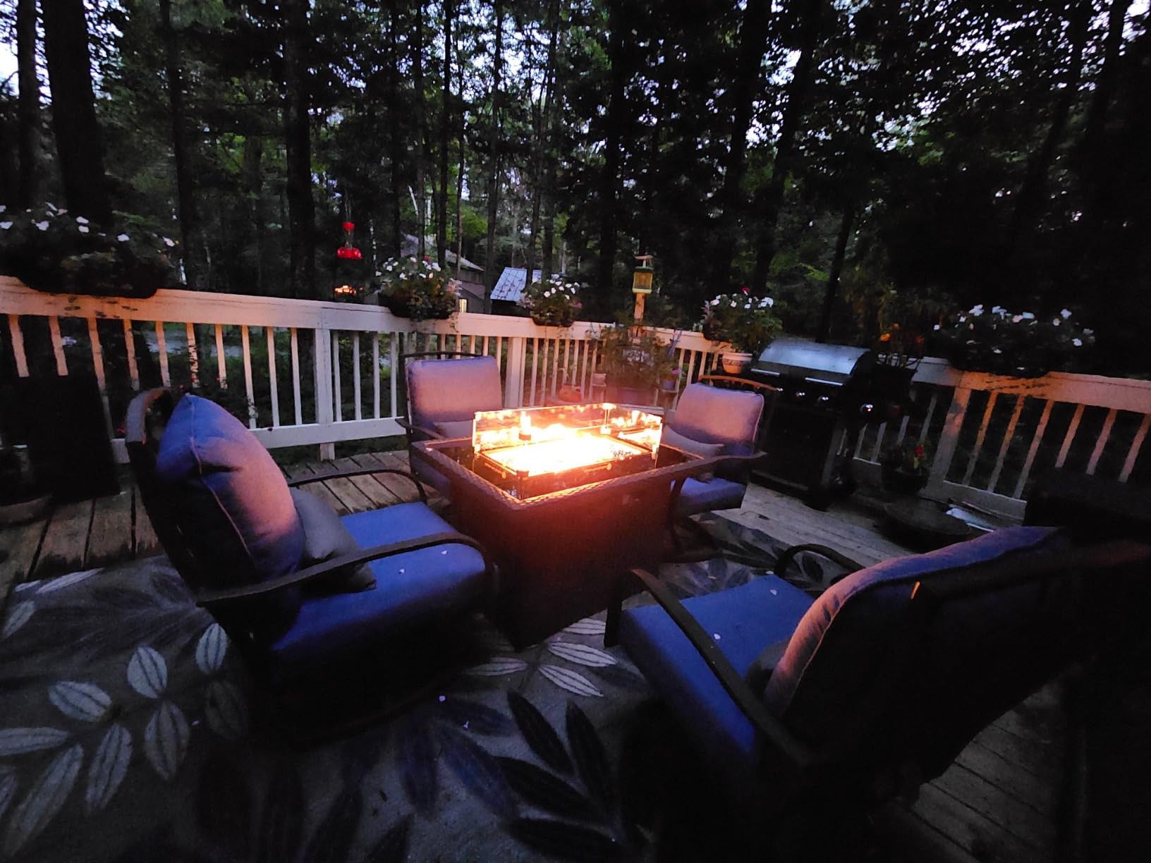 NICESOUL Wicker Propane Fire Pit Table, 60000 BTU Large Natural Gas Firepit Tables, 43'' Rectangle CSA Fireplaces for Deck Backyard, Fire Table with Windguard&Glass Rocks&Cover, Gray customer photo 2