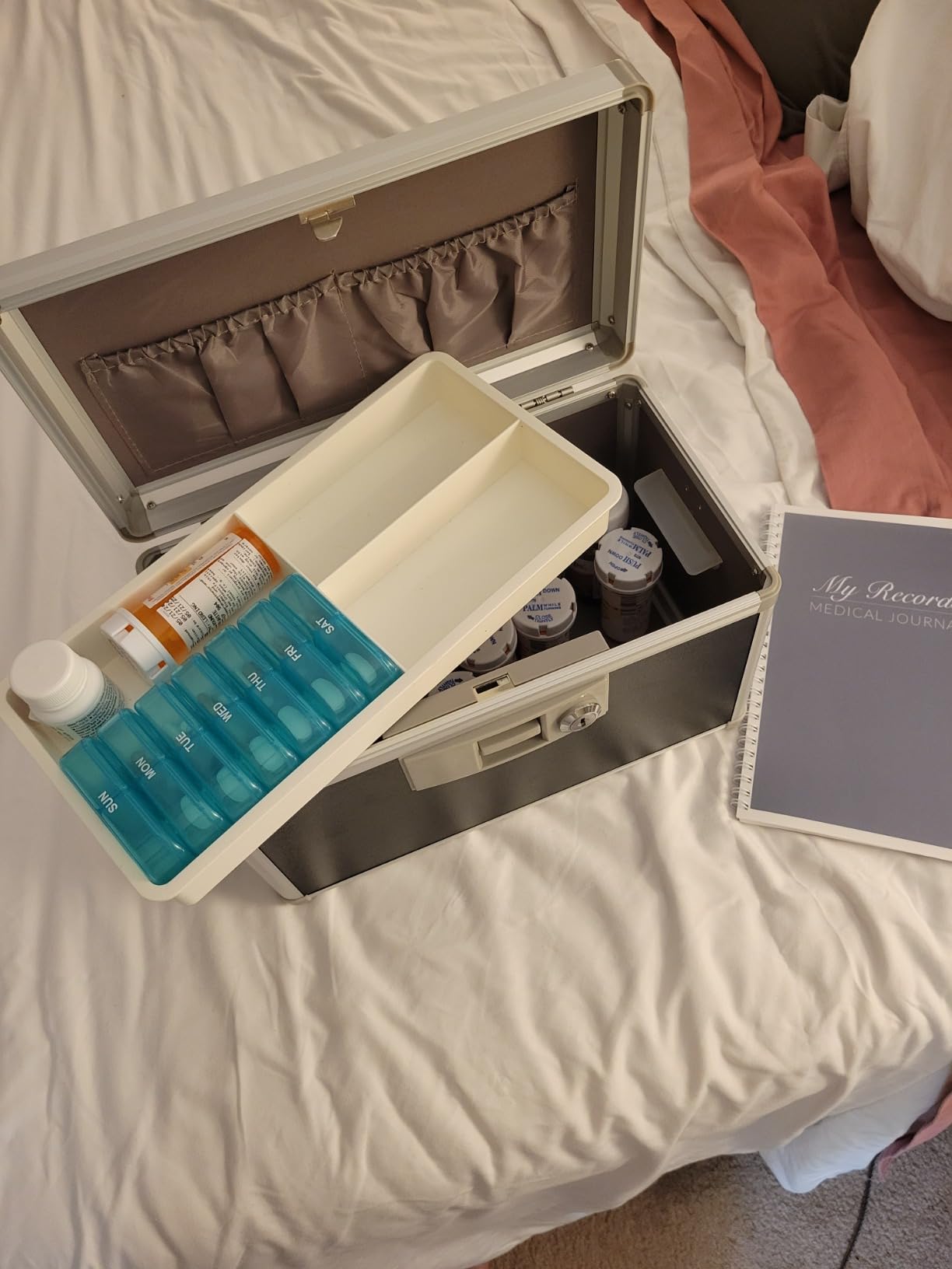KYODOLED Medication Lock Box with 2 Keys, Medicine Storage, Silver Aluminum customer photo 2