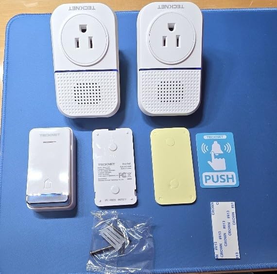 TECKNET Wireless Doorbell, Self-Powered Doorbell, 0-110db Plug-through Wireless Doorbell Ringer for Homes Classroom, IP66 Waterproof 1300ft Door Chime with Extra Socket, 60 Chimes, LED Light (White) customer photo 2