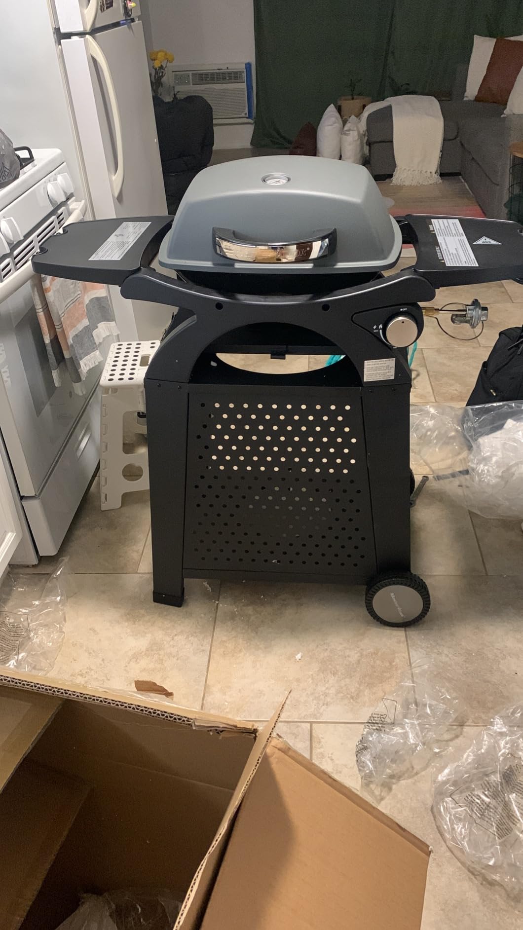 MASTER COOK Single Burner Propane Gas Grill, 11,500 BTU Portable Tabletop Barbecue Grill with Cart for Patio, Camping, Travel customer photo 1
