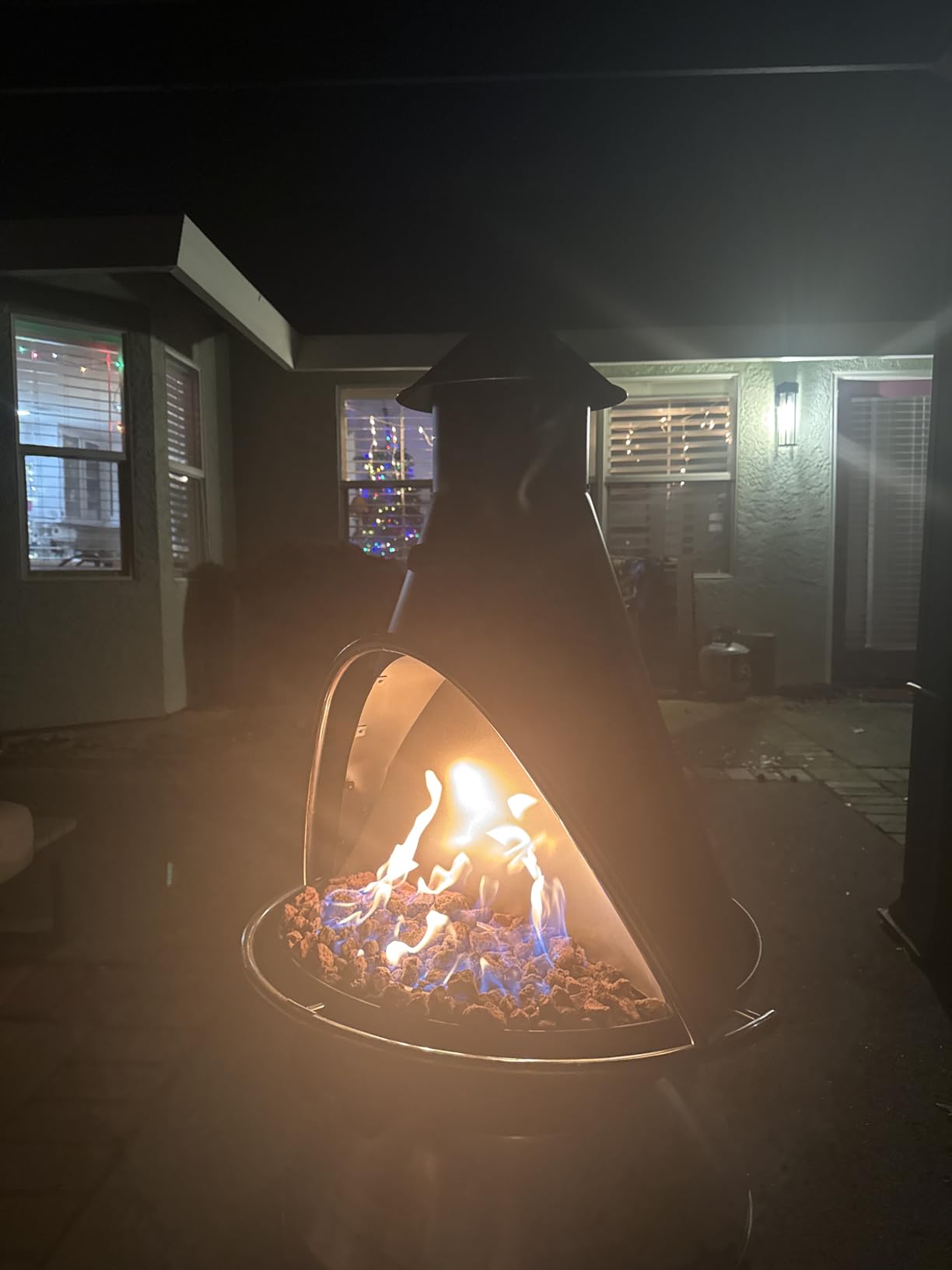 Cuisinart Chimenea Propane Fire Pit, 40,000 BTU Adjustable Gas Fire Pit for Patios, Includes Lava Rocks, Directional Heat Shield and Push to Start Ignition, Perfect for Backyards, Decks, and Patios customer photo 2