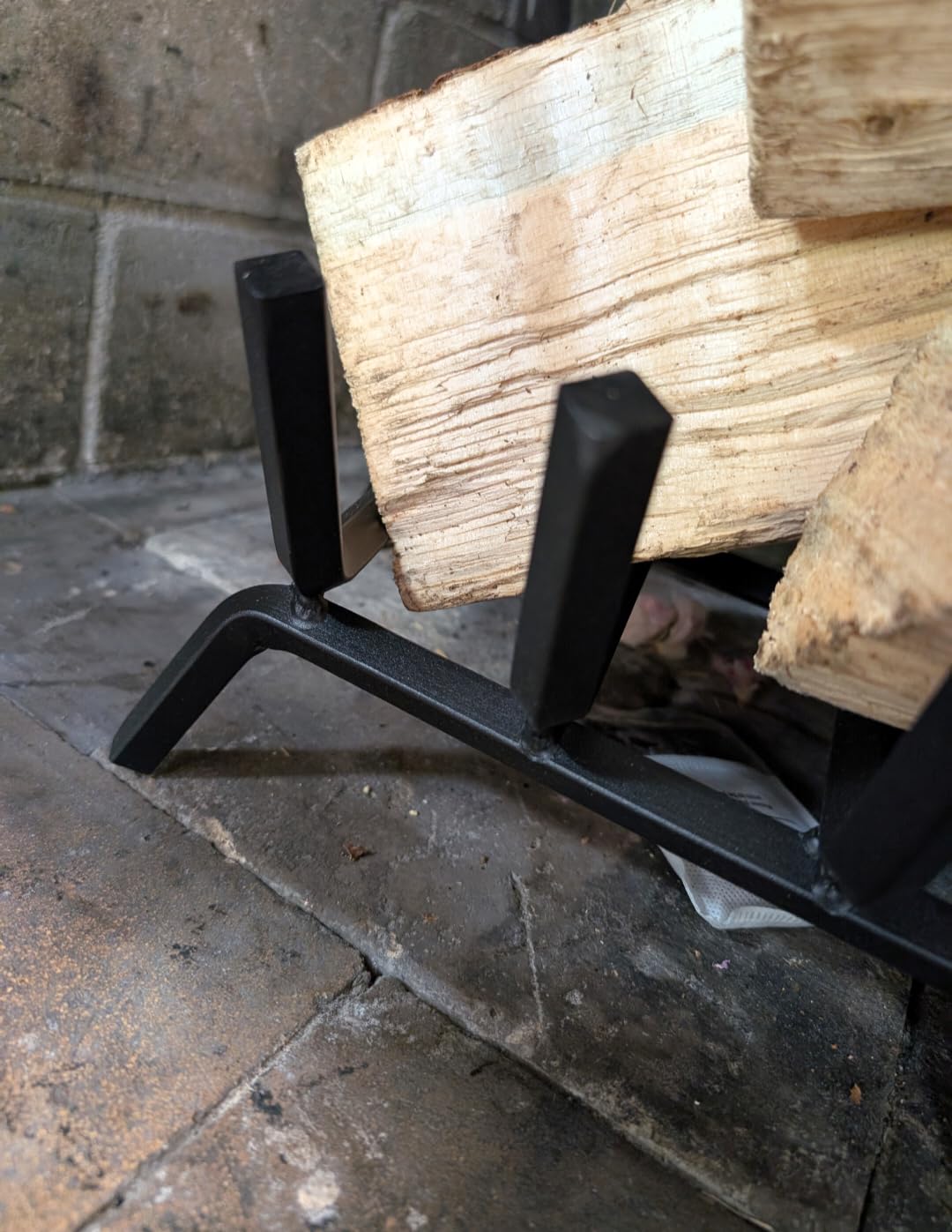 Mr IRONSTONE Fireplace Grate 24 inch Solid Steel Heavy Duty Firewood Log Burning Rack Fire Grates for Outdoor Kindling Tools Pit Indoor Fireplace Log Holder Wrought Iron Wood Stove customer photo 1