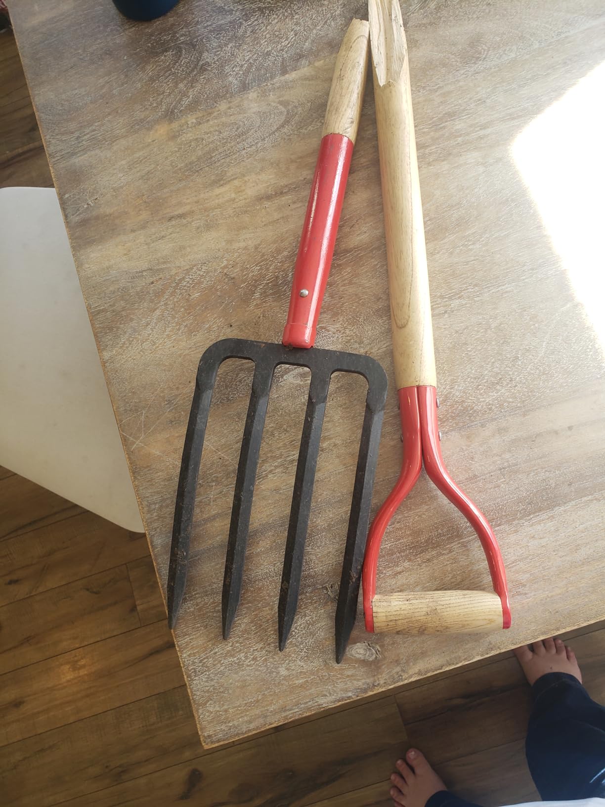 VNIMTI Garden Fork,4-Tine Spading Fork,Compost Fork,Steel Digging Fork,45Inch,Steel Y-Grip,Wooden Handle customer photo 2