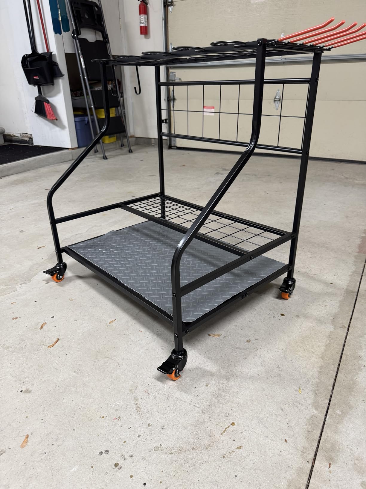 Garden Tool Organizer for Garage, Garden Tool Rack, Up to 58 Long Handled Tools, Yard Tool Holder for Garage, Shed, Outdoor, Tool Stand, Black (Garden Tool Rack) customer photo 2