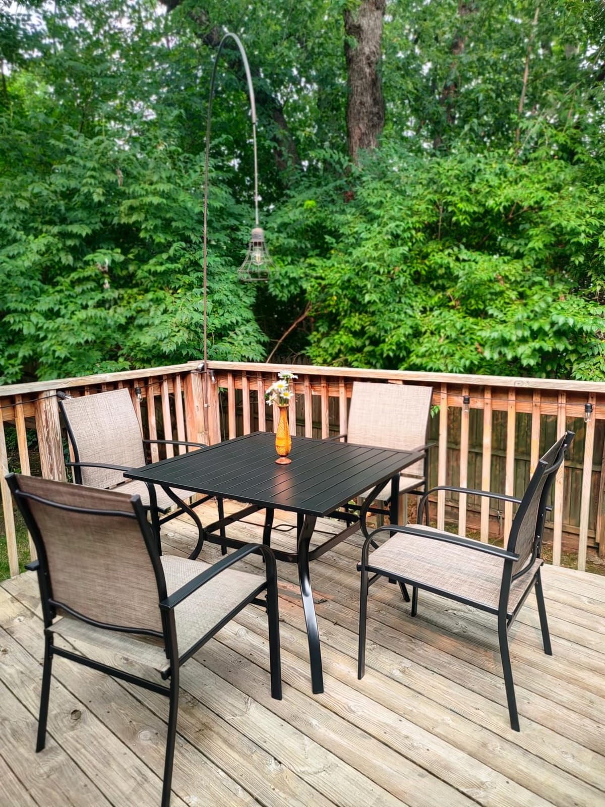HERA'S HOUSE 5pc Patio Dining Set for 4, Outdoor Metal Table & Blue Chairs customer photo 1