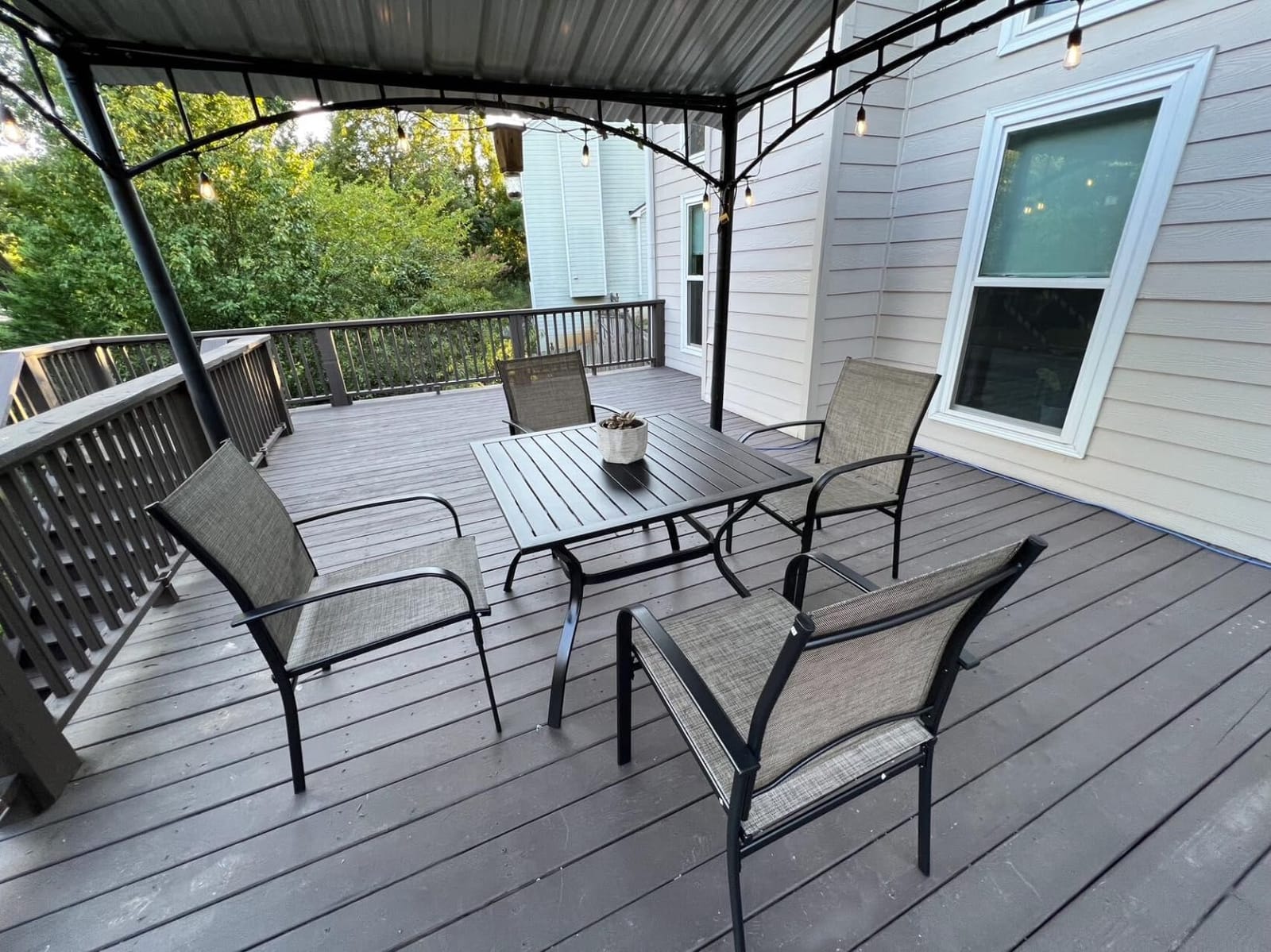 HERA'S HOUSE 5pc Patio Dining Set for 4, Outdoor Metal Table & Blue Chairs customer photo 2