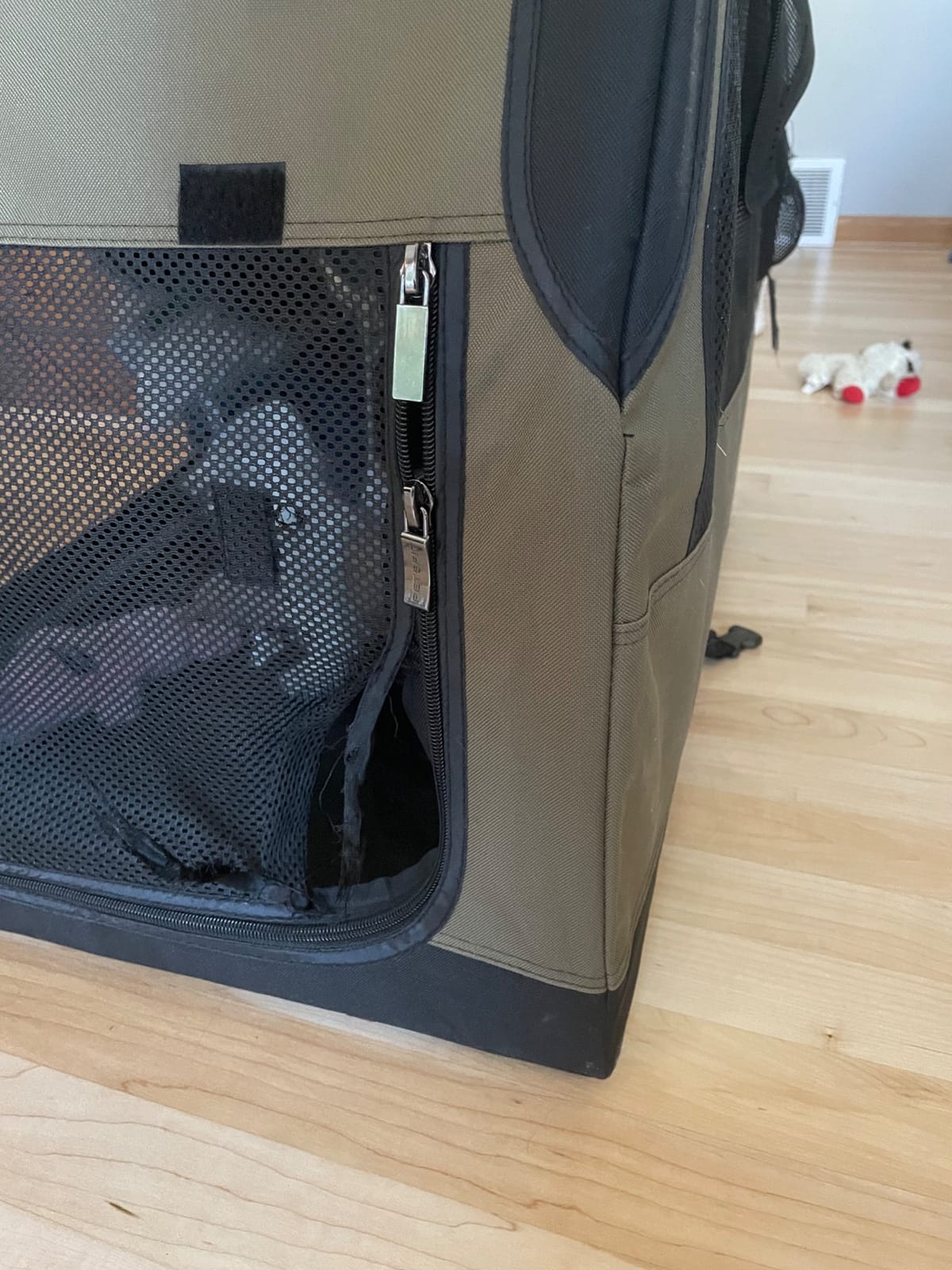 PETSFIT Dog Travel Crate, Soft Sided Dog Crate - 36 Inch Sturdy Adjustable Structure, Easy to Set Up, Collapsible Dog Crate for Car, Light Tough with 3 Mesh Doors Gray customer photo 2