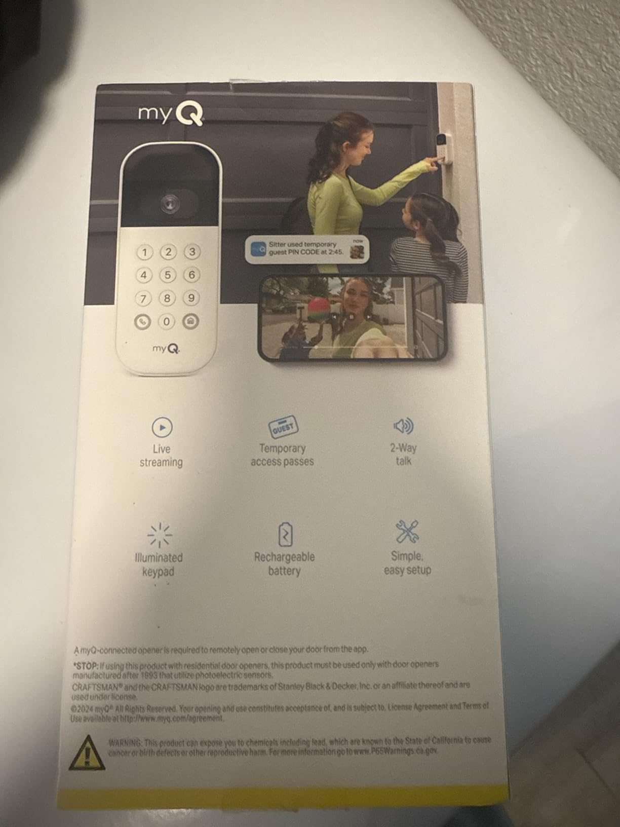 myQ Smart Garage Door Video Keypad with Wide-Angle Camera,Customizable PIN Codes,and Smartphone Control–Take Charge of Your Garage Access Works with Chamberlain, LiftMaster and Craftsman openers,White customer photo 1