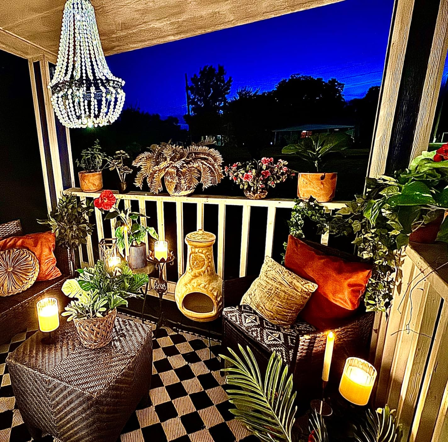 Terracotta Chimenea Outdoor Fireplace, Clay Chiminea with Lid & Metal Stand customer photo 1