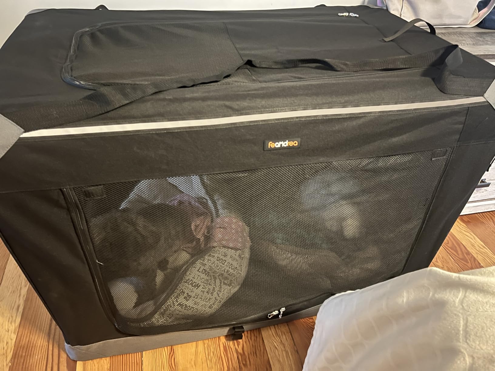 Feandrea Collapsible Soft Dog Crate, Portable Travel Carrier, 28 Inches customer photo 2