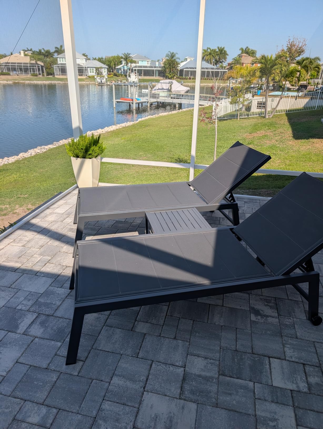 PURPLE LEAF Patio Chaise Lounge 2 Pieces with Wheels, Aluminum, Light Grey customer photo 1