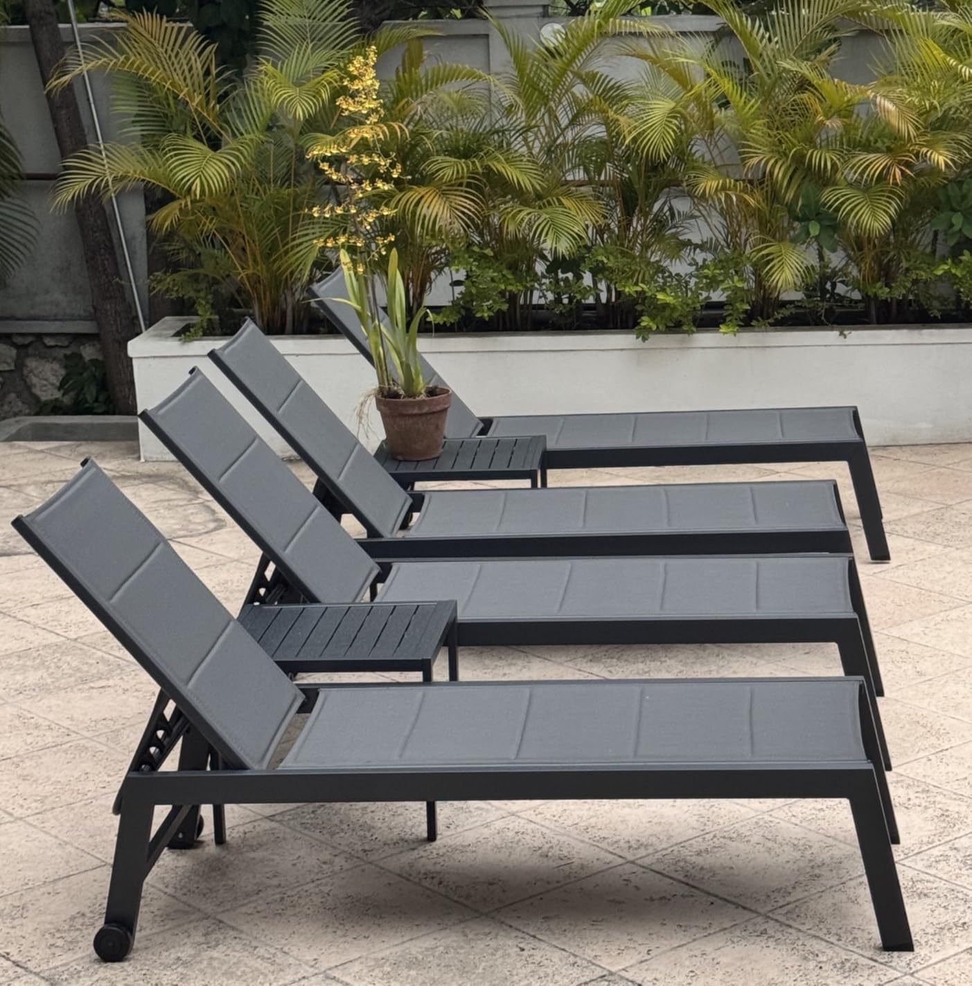 PURPLE LEAF Patio Chaise Lounge 2 Pieces with Wheels, Aluminum, Light Grey customer photo 2