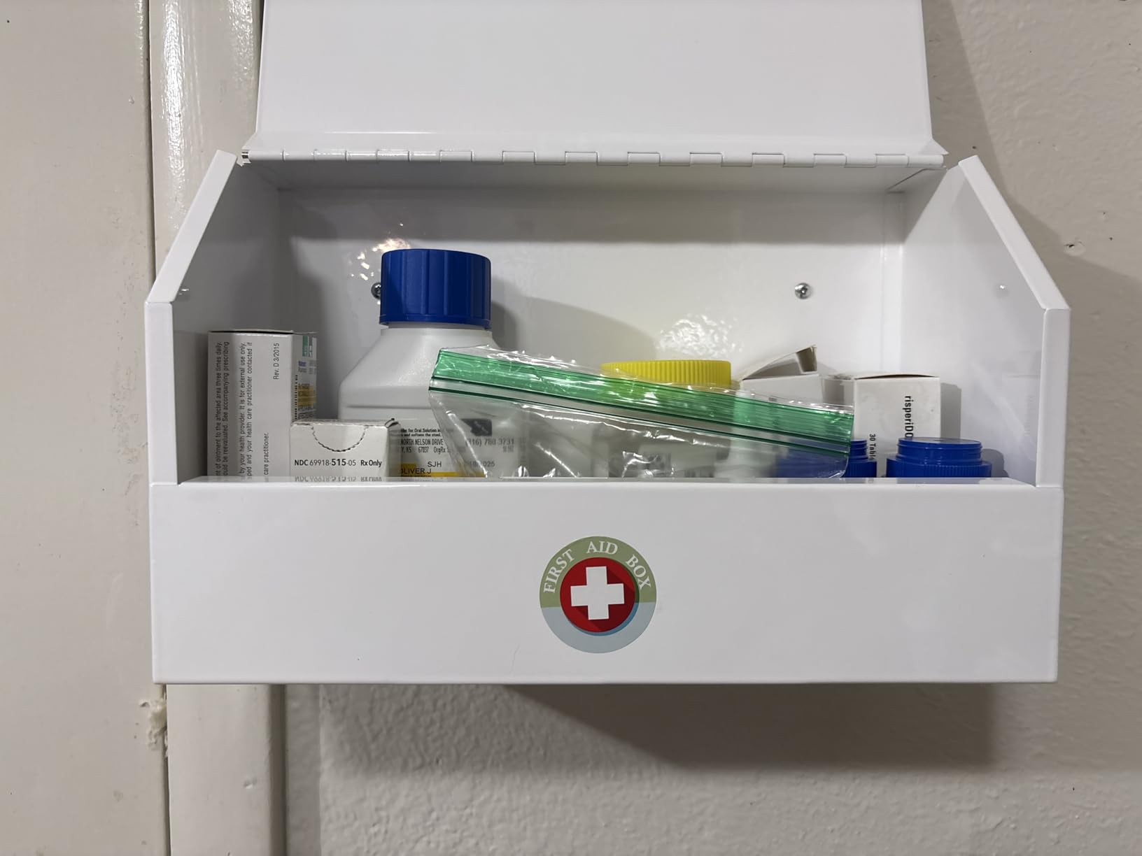 KYODOLED Locking Medication Lock Box with Keys, Wall Mount, White customer photo 1