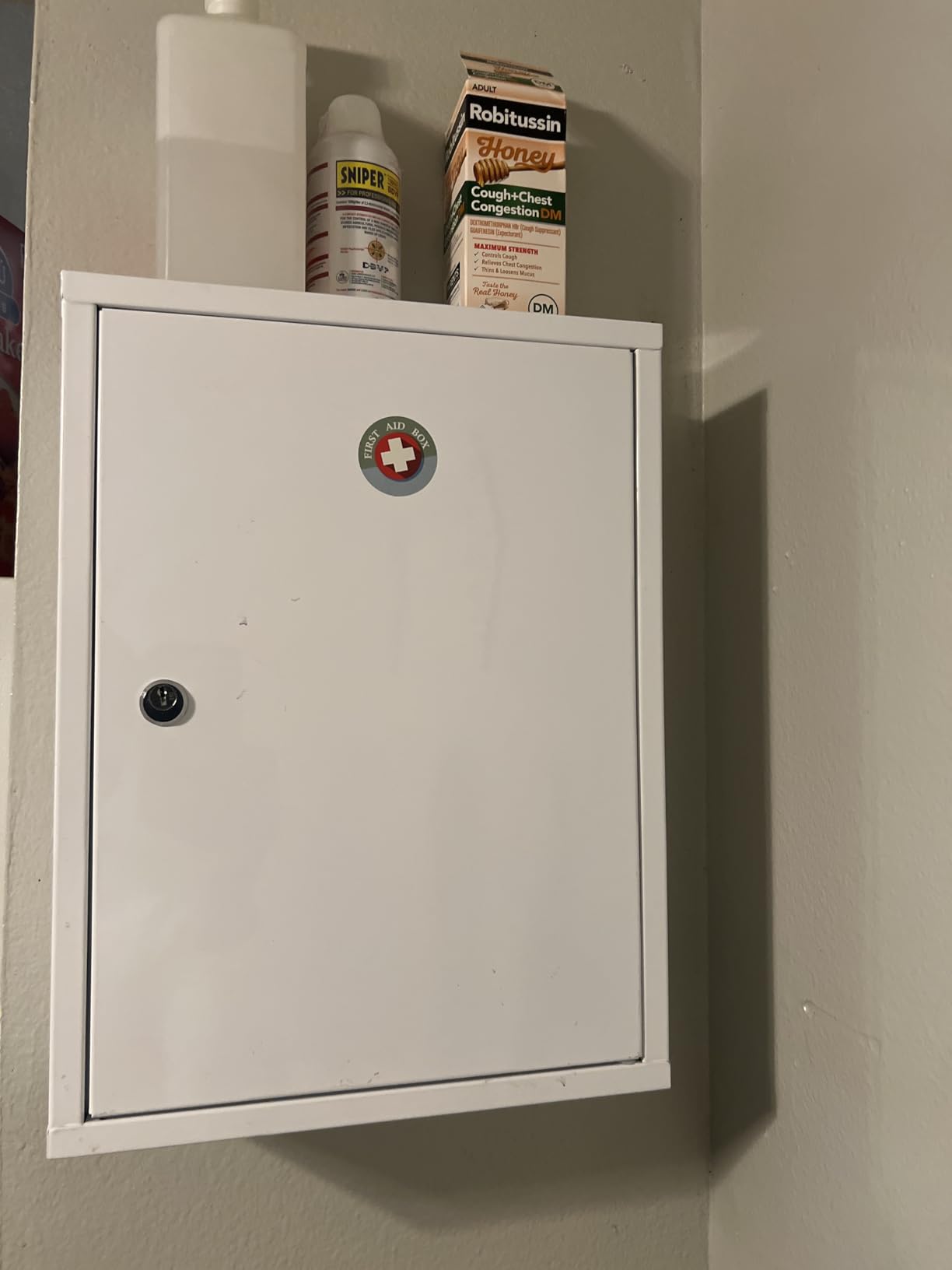 KYODOLED Locking Medication Lock Box with Keys, Wall Mount, White customer photo 2