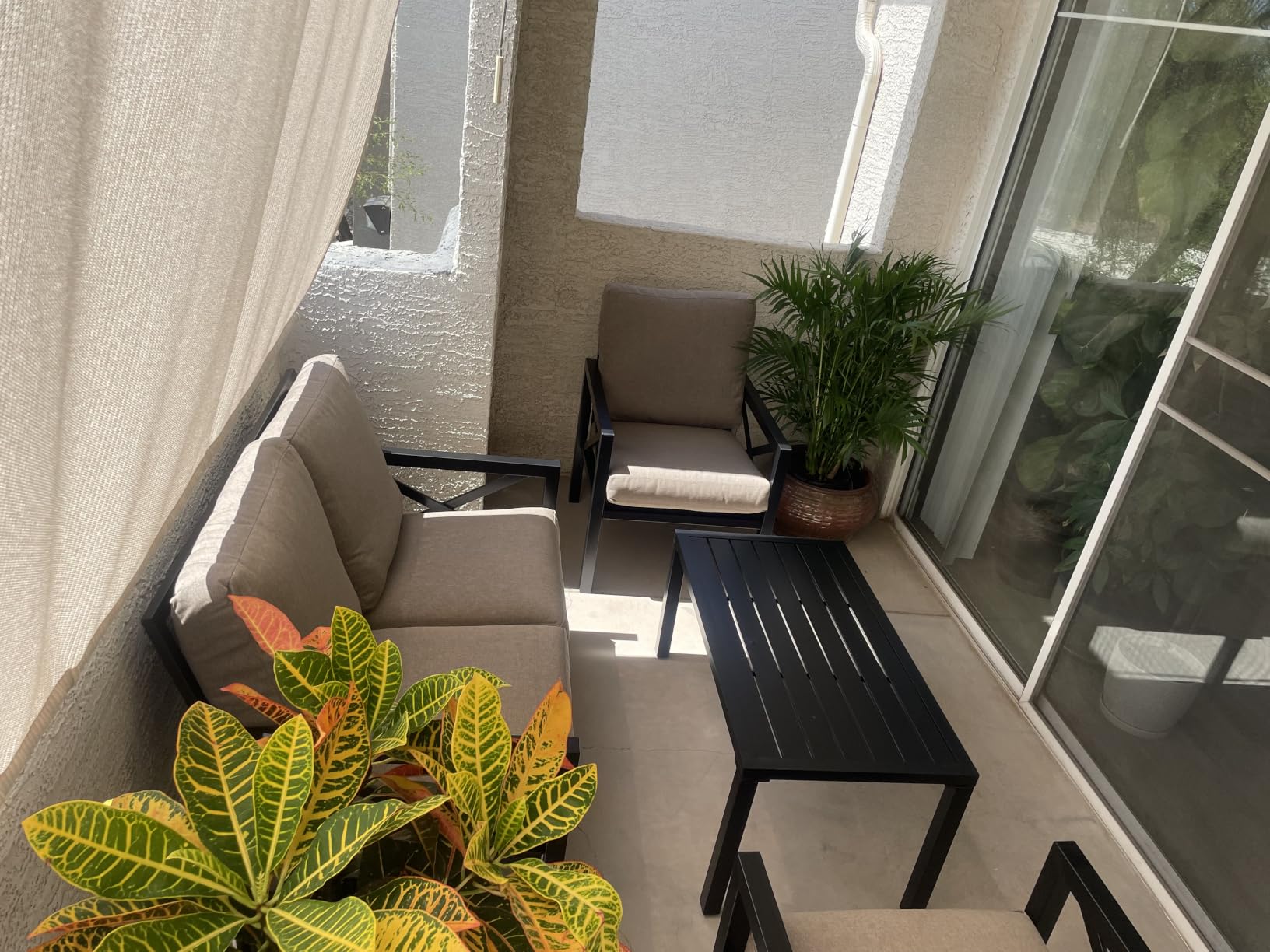 4 Piece Patio Furniture Set Metal Patio Conversation Set, 5.5