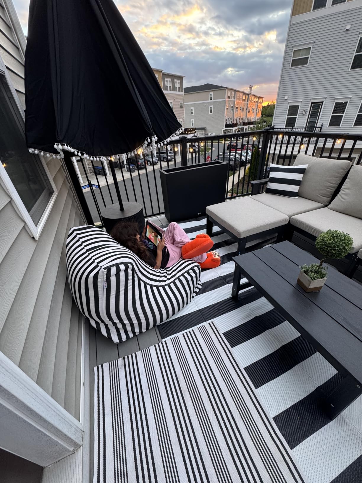 Jaxx Ponce Outdoor Bean Bag Chair - Weather Resistant Patio and Poolside Lounge Seating, Sunbrella Tangerine customer photo 1