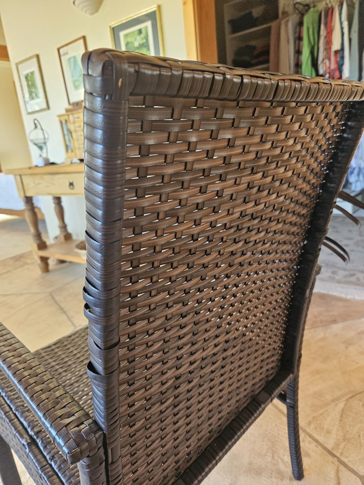 Outdoor Wicker Patio Dining Chairs with Padded Cushions Set of 4: Porch Rattan Chairs Club Chairs with High Back and Deep Seating 350lbs, Brown customer photo 2