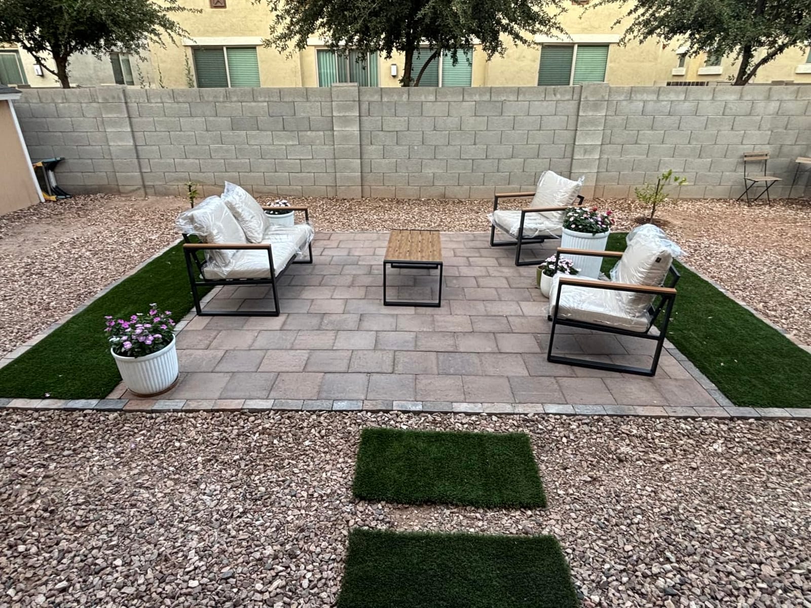 4 Pieces Metal Patio Furniture Set for Outdoor Balcony, Grey customer photo 1
