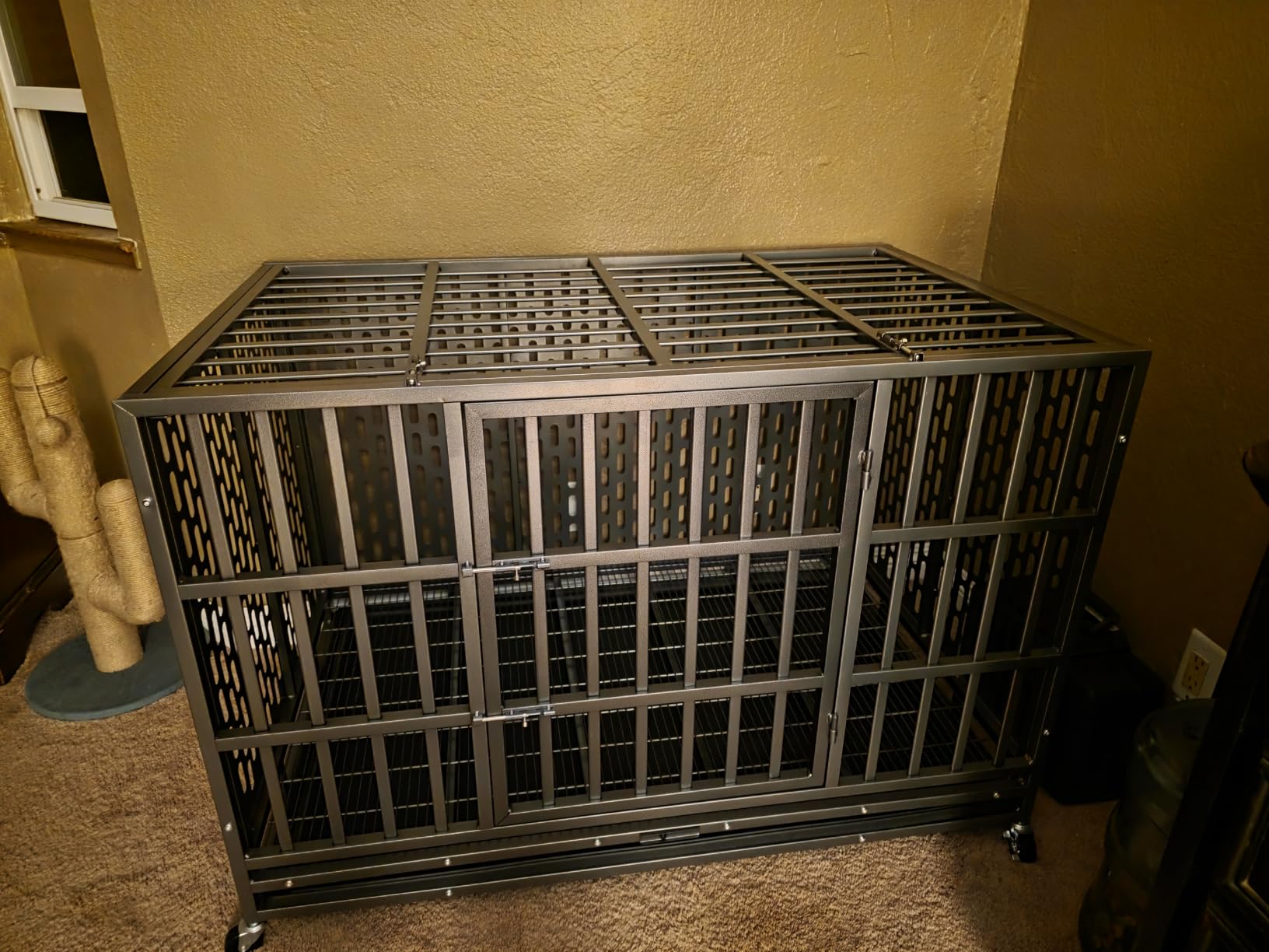 HIWOKK 48 Inch Heavy Duty Indestructible Dog Crate, for High Anxiety Dog customer photo 2