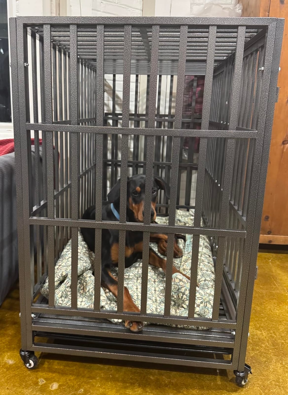 48 Inch Dog Crate Furniture, Heavy Duty Wooden Dog Kennel for Large Dogs, Chew Proof & Escape-Proof Indoor Dog Cage with TV Stand, for Anxious Dogs, Black Brown Cabinet customer photo 1