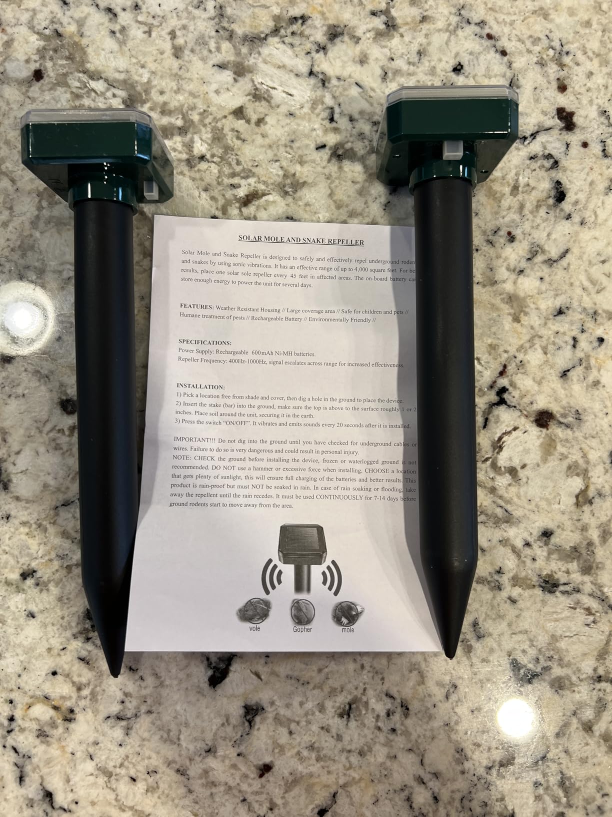 Mole Repellent Solar Powered, 8-Pack Ultrasonic Repeller Sonic Spikes Waterproof Skunk Gopher Groundhog Snake Vole Chipmunk Deterrent Get Rid of Skunks in Your Yard, Outdoor and Garden customer photo 2