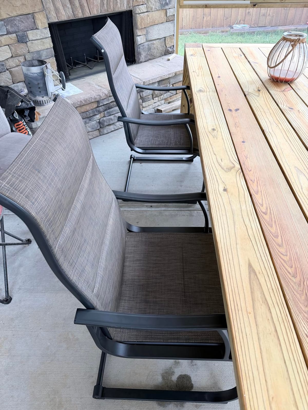 NUU GARDEN Patio Dining Chairs Set of 2, Breathable Textilene Outdoor Chairs with High Back and Armrests, All-Weather Metal Frame for Backyard, Deck and Garden, Light Gray customer photo 2