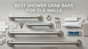 best shower grab bars for tile walls